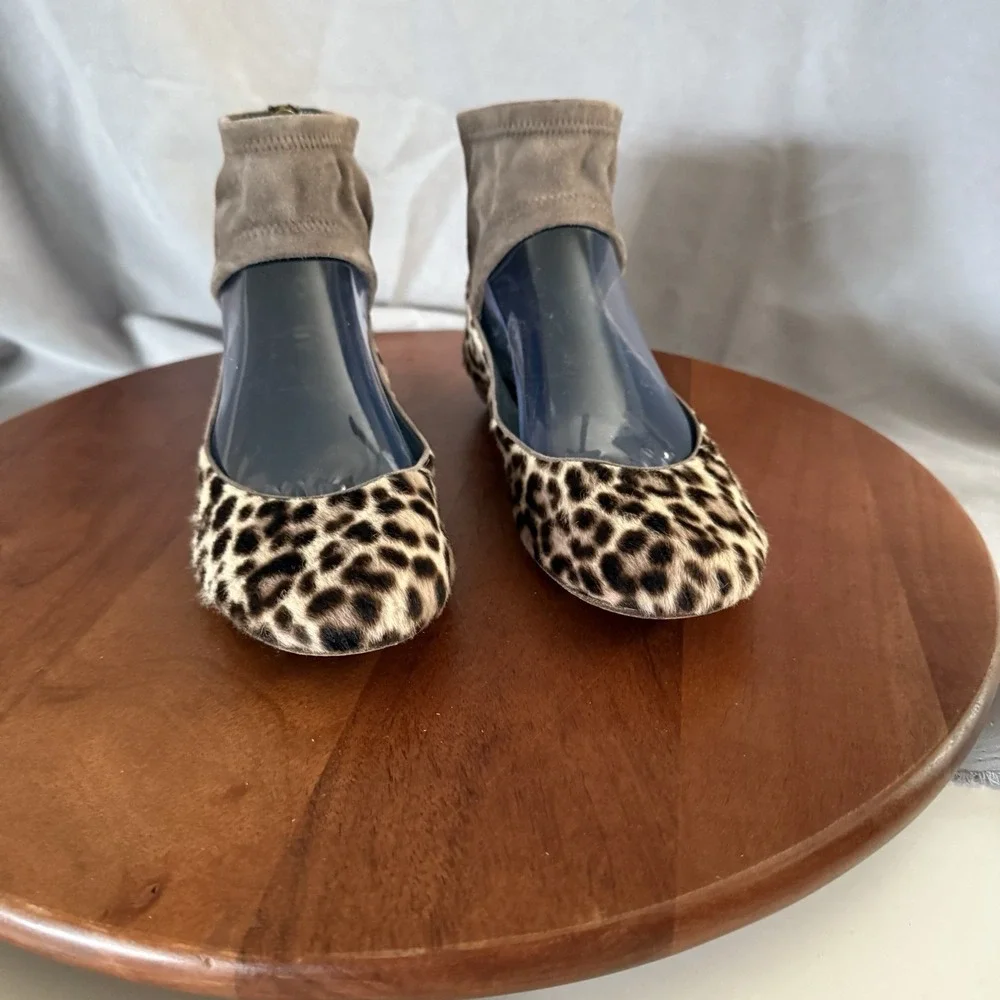Baldan Venezia Leopard Print Pony Flat Ankle Closure Women's Size EU37.5/US‎ 7